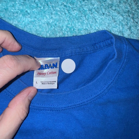 Wisconsin Bass Fishing Graphic T-Shirt Mens Size L Blue Gildan - Picture 4 of 4